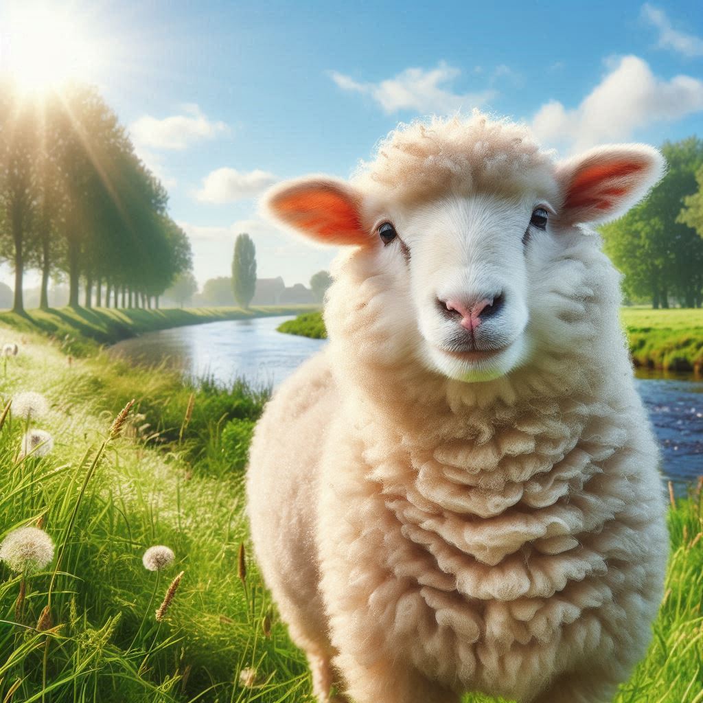 Yeşil çayırda kıvırcık kuzu